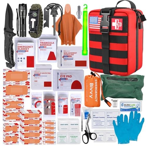 Survival Gear Kit: Military Grade Molle System for Hiking & Adventures (RED)