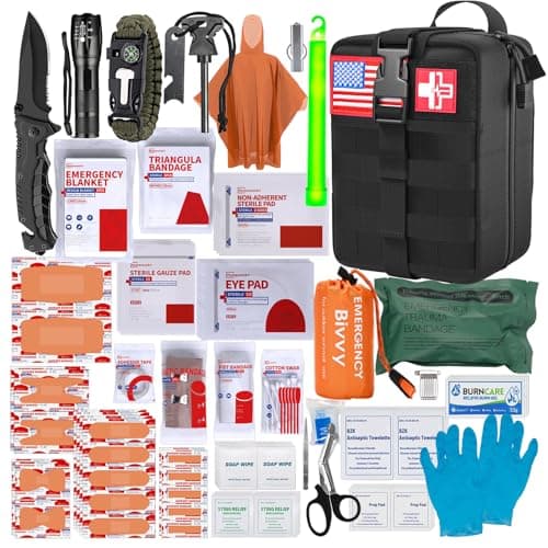 Survival Gear Kit: Military Grade Molle System for Hiking & Adventures (RED) — Black