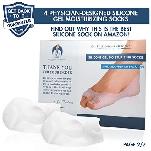 Dr. Frederick's Moisturizing Gel Socks - 4 Pieces - Prevents Dry Heels & Cracked Feet