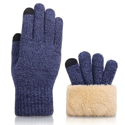 Thermal Gloves for Men and Women: Touchscreen-Compatible for Running, Driving, and Hiking — Dark Blue
