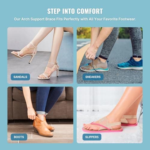 Upgraded Non-Slip Arch Support Inserts for Plantar Fasciitis Relief - Adjustable with Gel Pads for Flat Feet and High Ar