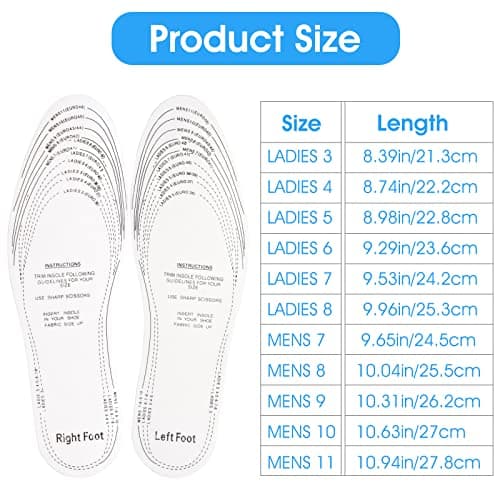 Sibba Breathable Memory Foam Shoe Insoles, Cut to Size for Men Women Sports Running Size 36-46