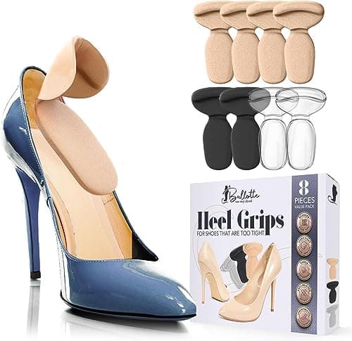 Ballotte Soft Silicone Heel Protectors, Alleviates Slipping & Discomfort (8-Pack Multicolor) — Multicolor (8 Pack)