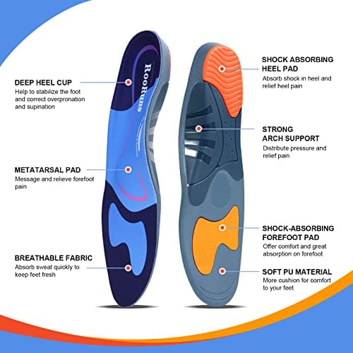 High Arch Support Shoe Insoles for Plantar Fasciitis, Big & Tall Men/Women