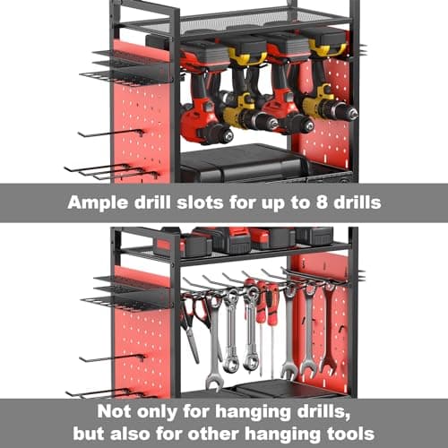 CCCEI Red Floor Standing Tool Organizer with Charging Station