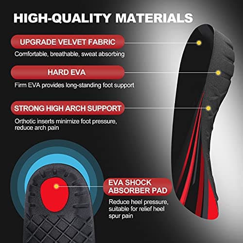 Heavy Duty 3/4 Length Insoles for Plantar Fasciitis - High Arch Support for Women & Men