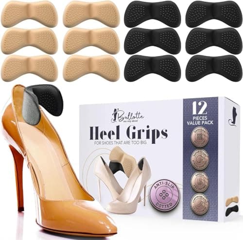 Ballotte Soft Silicone Heel Protectors, Alleviates Slipping & Discomfort (8-Pack Multicolor) — Multicolor 3m (12 Pack)