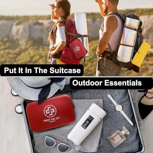 Premium 320 Piece Waterproof First Aid Kit for Home, Camping, Cars, Hiking, Travel, Emergencies - Red