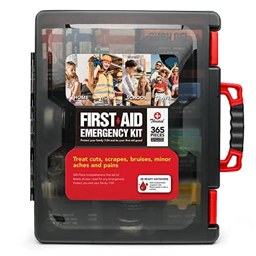 365-Piece First Aid Kit in Durable Hard Case for Home, Office, Car, Travel (Black)
