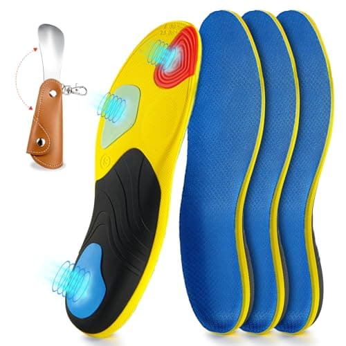 Arch Support Insoles for Men Women | Plantar Fasciitis Relief | 220Lbs | Running Walking Sneakers Work Boots — 2 Pairs | Blue