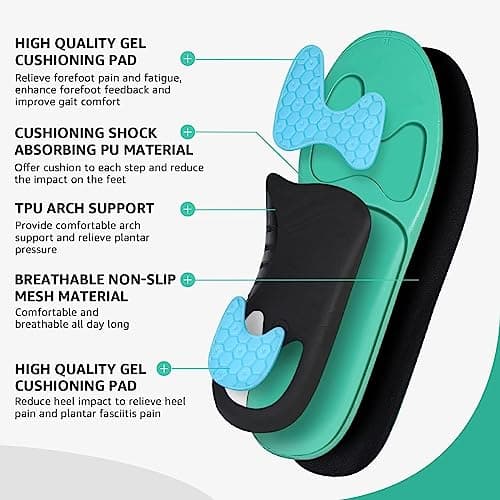 3ANGNI High Arch Support Insoles for Plantar Fasciitis Relief and Flat Feet Pain Relief