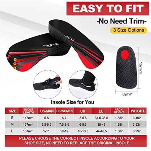 Heavy Duty 3/4 Length Insoles for Plantar Fasciitis - High Arch Support for Women & Men
