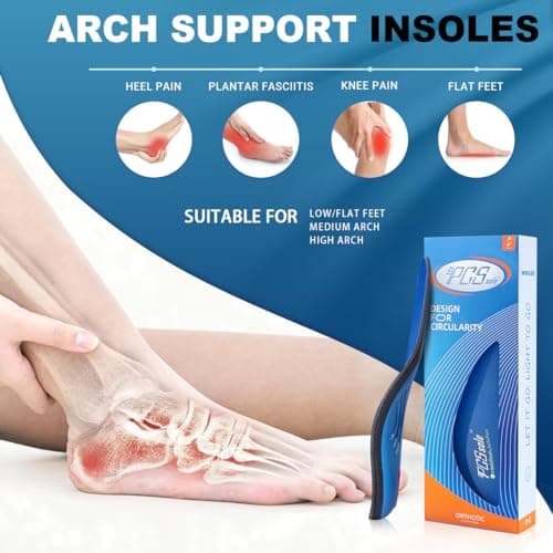 PCSsole Heavy Duty Arch Support Insoles for Plantar Fasciitis, Flat Feet, and Heel Pain Relief