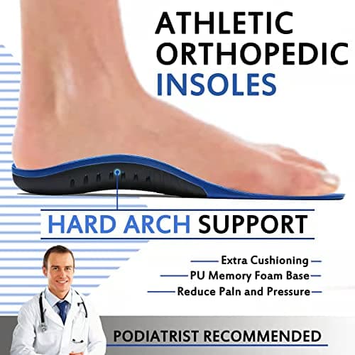 High Arch Support Insoles for Plantar Fasciitis - Gel Running Orthotics for Men and Women