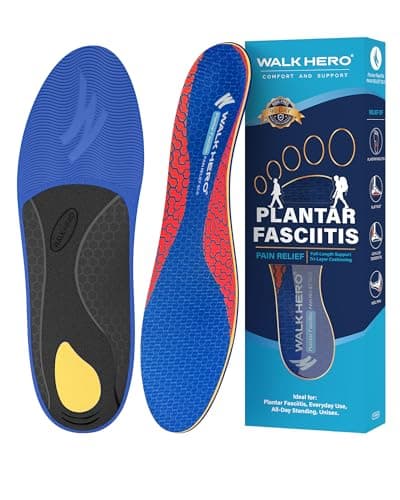 WalkHero Arch Supports - Plantar Fasciitis Pain Relief, Orthotic Inserts for All-Day Standing Comfort | Men's 6-6.5 | Wo — Deep Blue Red