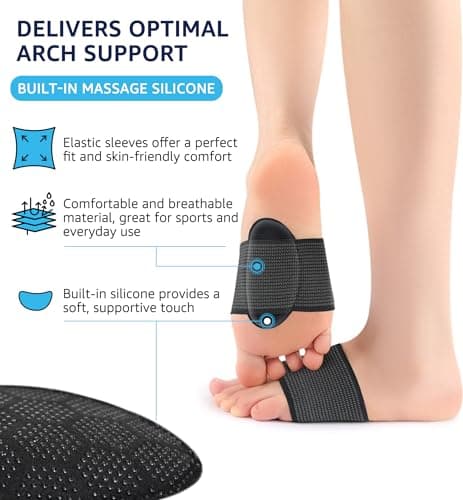 HiRui 2-Pack Arch Support Cushions for Flat & Fallen Arches - Plantar Fasciitis Relief