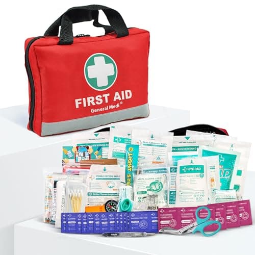 General Medi First Aid Kit - 309 Pieces, Reflective Bag, Bandages, Moleskin, Emergency Blanket