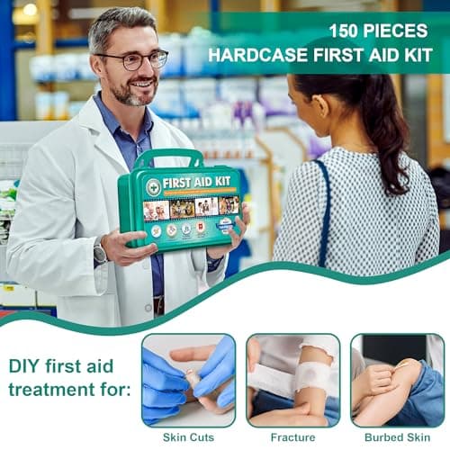 General Medi 150-Piece Hardcase First Aid Kit - Premium Supplies for Travel, Home, Office & More