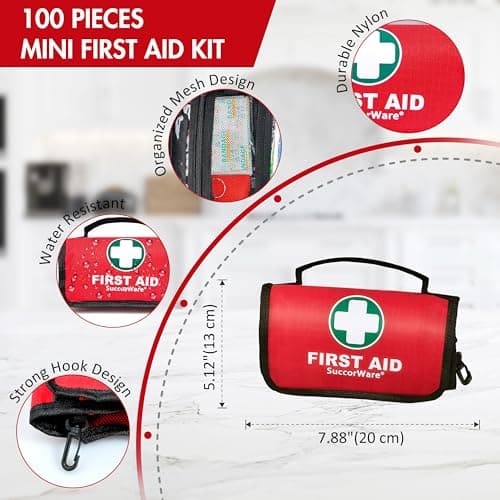 Small 100-Piece First Aid Kit for Home, Camping, and Outdoors