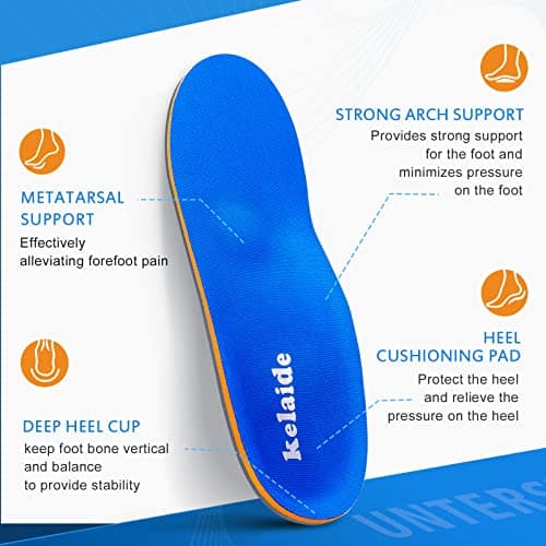 Kadalafil Arch Support Insoles for Flat Feet and Plantar Fasciitis Blue