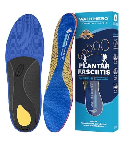 WalkHero Arch Supports - Plantar Fasciitis Pain Relief, Orthotic Inserts for All-Day Standing Comfort | Men's 6-6.5 | Wo