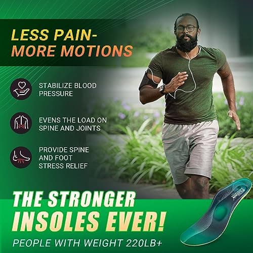 Heavy Duty PCSsole Support Insoles for Men & Women, 220+ lbs High Arch Pain Relief, Flat Feet Orthotic