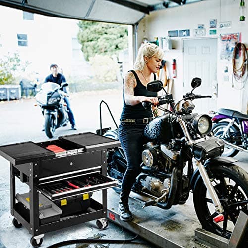 Goplus 4-Tier Rolling Tool Cart with Lockable Drawers, Black