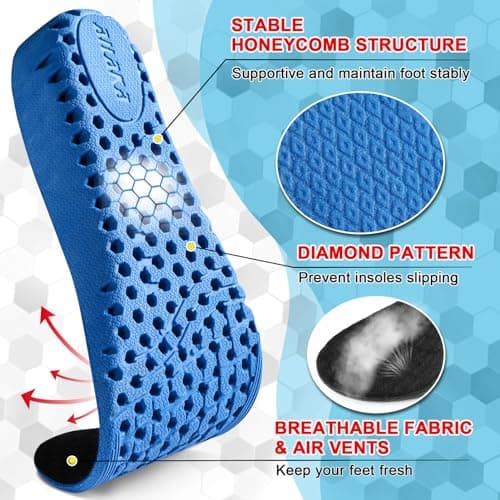 Ailaka Honeycomb Shock Absorbing Shoe Insoles for Men and Women