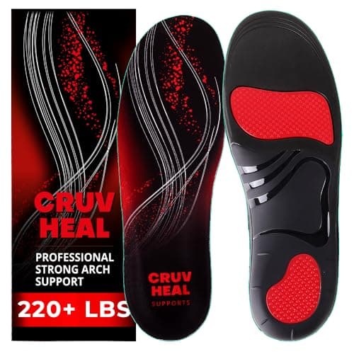 High Arch Support Insoles for Men & Women - Plantar Fasciitis Relief - Boot Work Shoes (S, Black)