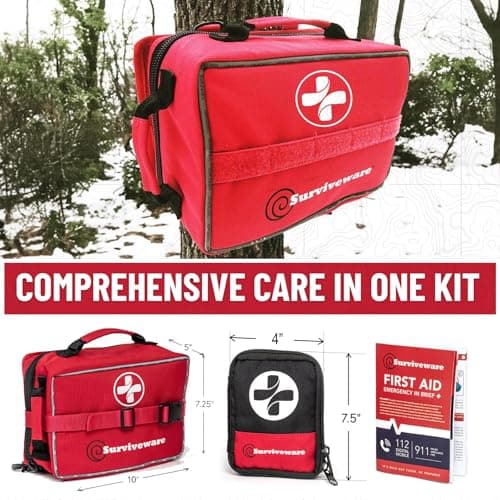 Surviveware 238 Pcs Premium Survival First Aid Kit - Travel, Camping, Home & Emergencies - HSA & FSA Eligible