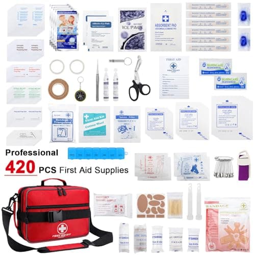 Large 420 Piece First Aid Kit for Home, Car, Travel, Outdoor Emergencies - Medical Supplies for Businesses & Home