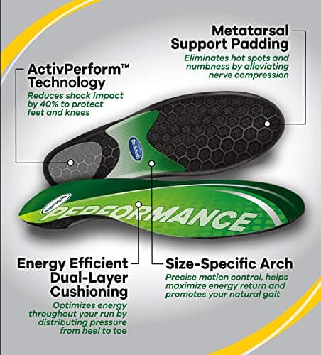 Dr. Scholl's Performance Running Insoles for Men & Women - Prevent Plantar Fasciitis, Shin Splints & Runner's Knee