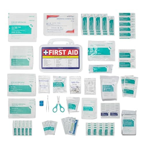 BrightCare Wall Mount First Aid Kit - 130 Pieces, Durable Hard Case