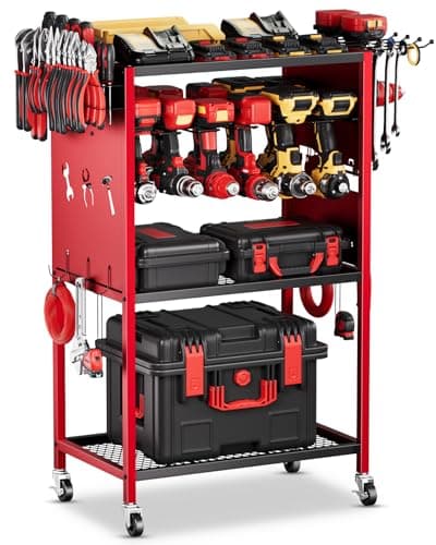Heavy-Duty Power Tool Storage Cart with Wheels - Large Rolling Organizer for Garage