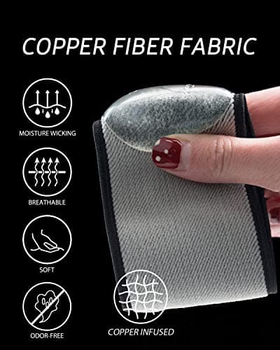 Copper Arch Support Bands/Sleeves Gel Pads Flat Feet Pain Relief Men Women (1 Pair Black)
