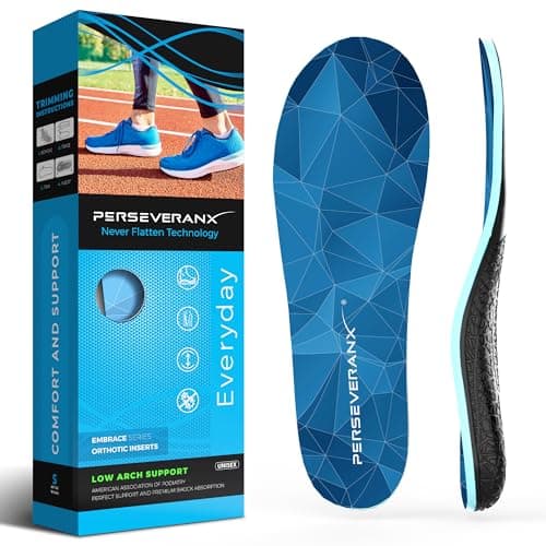 NASA Grade Plantar Fasciitis Insoles - High Arch Support Inserts for Men & Women - Orthotics for Shock Absorption & Pain — Low Arch - Blue
