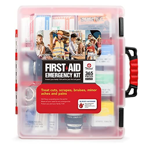 365-Piece First Aid Kit in Durable Hard Case for Home, Office, Car, Travel (Black) — White