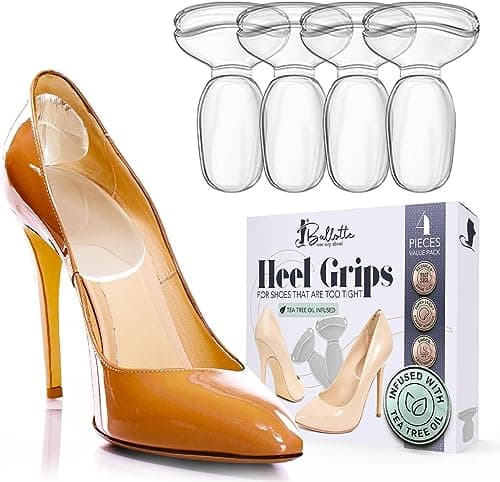 Ballotte Soft Silicone Heel Protectors, Alleviates Slipping & Discomfort (8-Pack Multicolor) — Natural (4 Pack)