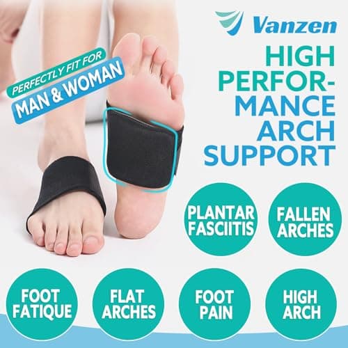Arch Support Insoles (2PCS), Breathable Foot Support for Fallen, High, and Flat Feet - One Size, Black