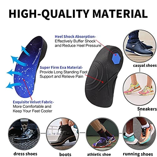 Arch Support Insoles for Overweight People, Plantar Fasciitis Relief for Women & Men