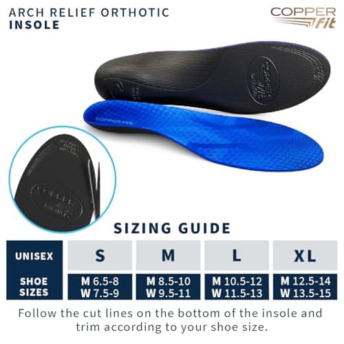 Copper Fit Arch Relief Orthotics for Plantar Fasciitis and Flat Feet