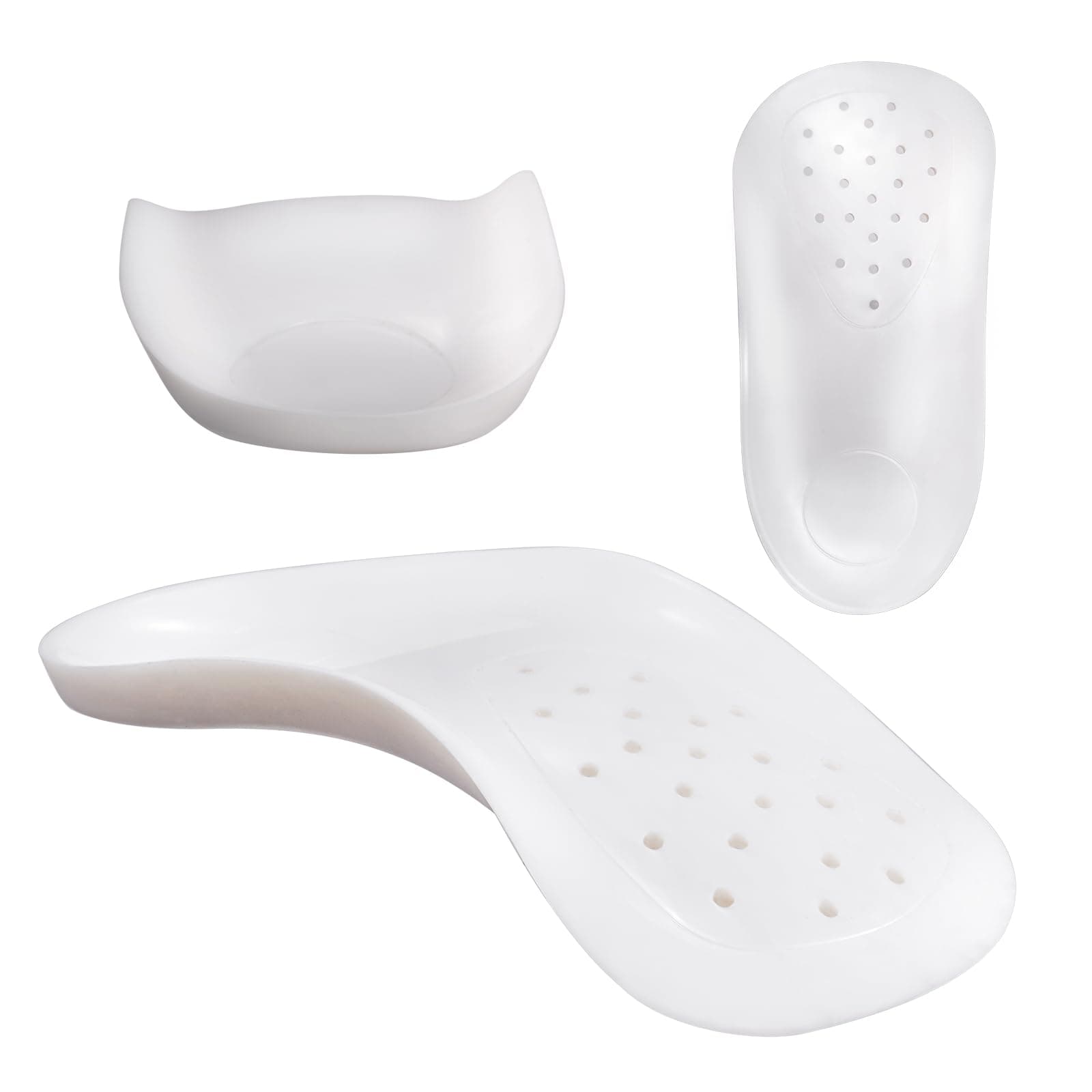 3/4 Arch Support Orthotics Relieve Plantar Fasciitis & Foot Pain (White, Men 6-8.5/Women 8-10.5)