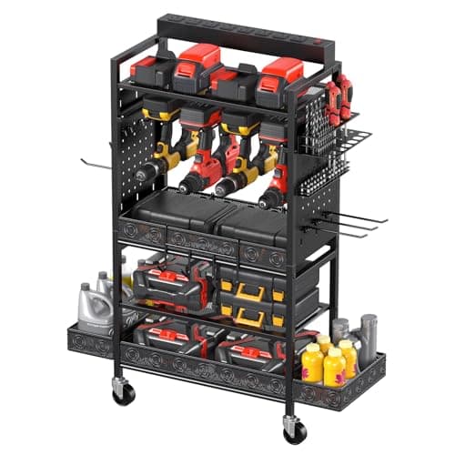 CCCEI Red Floor Standing Tool Organizer with Charging Station — Black