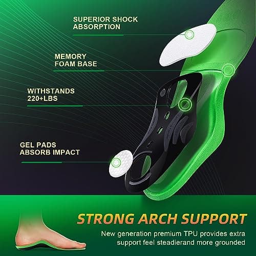 Heavy Duty PCSsole Support Insoles for Men & Women, 220+ lbs High Arch Pain Relief, Flat Feet Orthotic