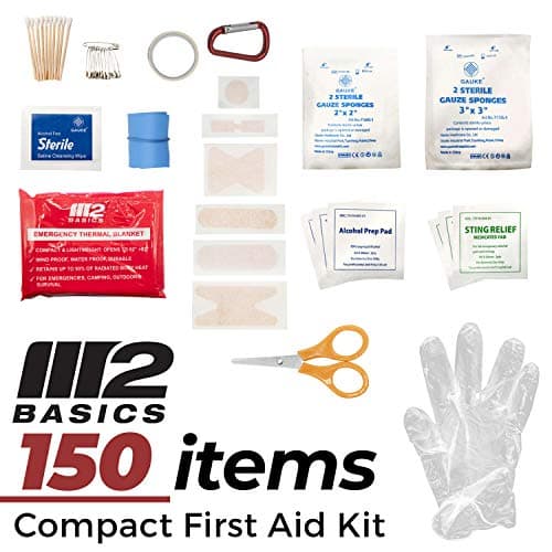 M2 Basics All-Purpose 150 Piece First Aid Kit | Car, Travel, Home, Hiking, Camping, Survival