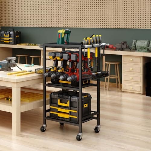 Heavy Duty Power Tool Organizer Cart with Wheels for Workshop and Outdoors