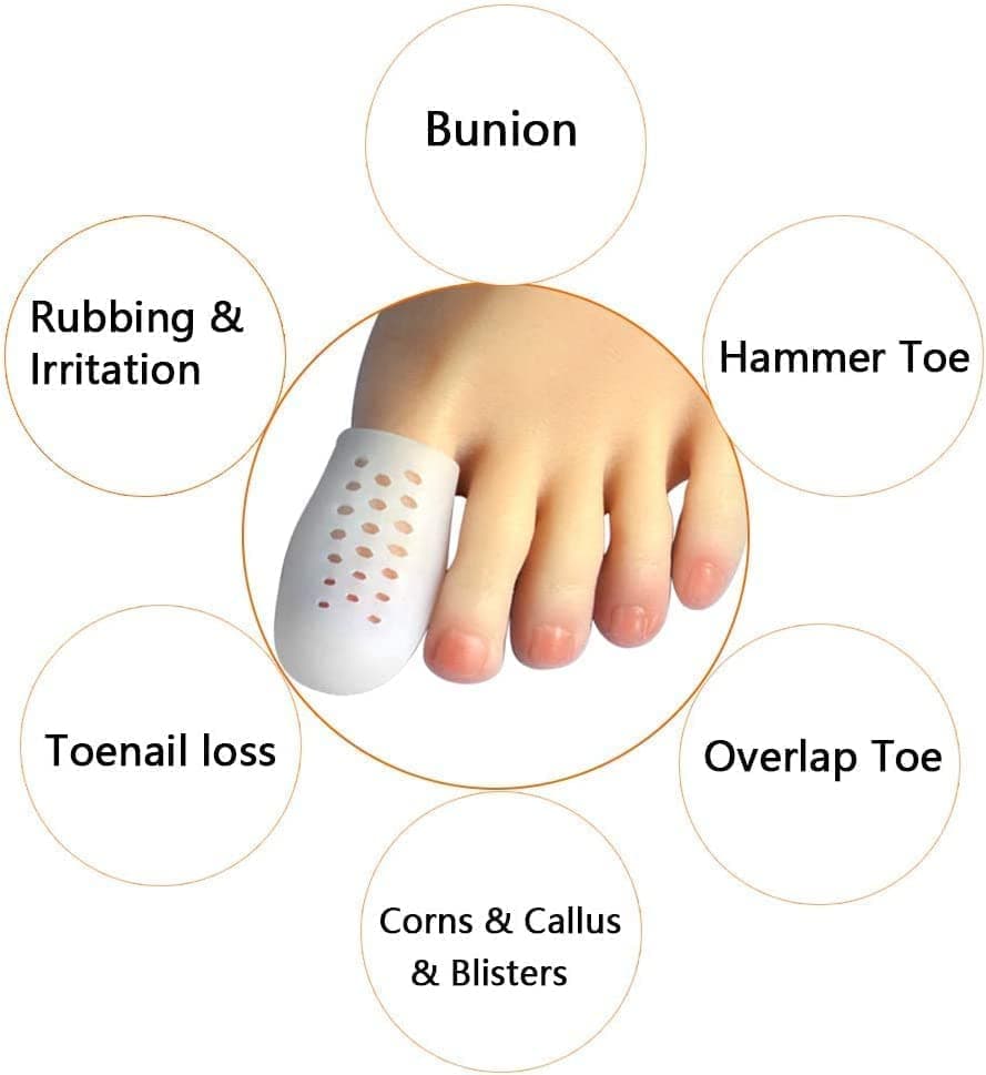 Toe Cap Protectors: 10 Pcs Breathable Sleeves for Toe Relief