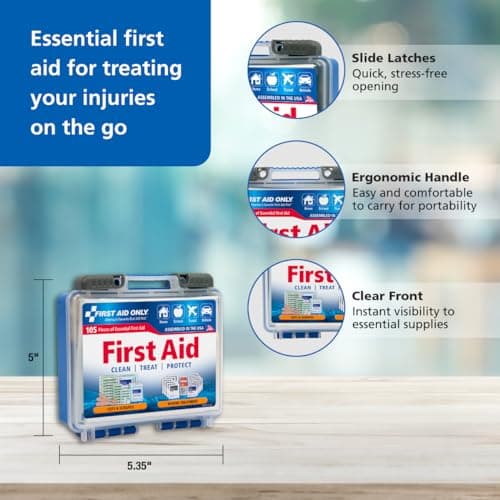 First Aid Only 91249 On-The-Go Emergency Kit for Car, Travel, Home & Business