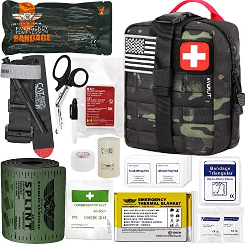 EVERLIT CAT GEN-7 Tourniquet & Splint IFAK for Critical Wounds (Camouflage) — Black Camo