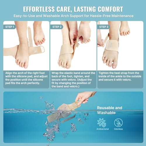 Upgraded Non-Slip Arch Support Inserts for Plantar Fasciitis Relief - Adjustable with Gel Pads for Flat Feet and High Ar